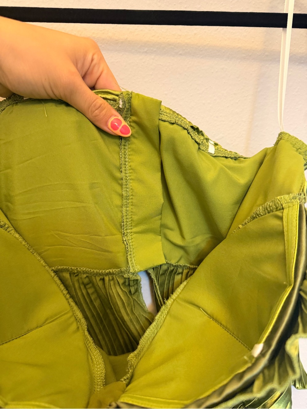 Green Pleated Sculptural Bustier Top - Picture 3 of 6
